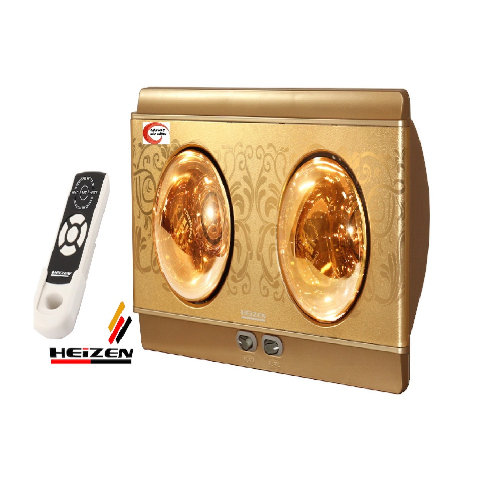 Đèn sưởi nhà tắm Heizen 2 bóng vàng HE-2BR (có điều khiển từ xa) Hàng Chính Hãng