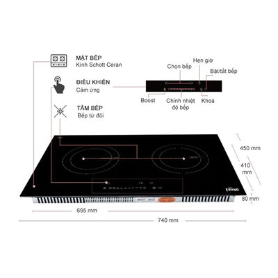 Bếp âm từ đôi Ferroli ID4000BN (74 cm)