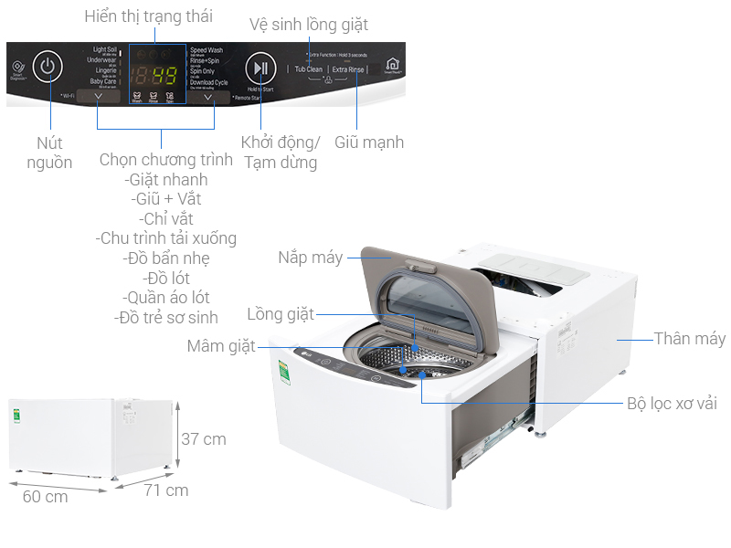 Máy giặt LG TWINWash Mini Inverter 2 kg TC2402NTWW