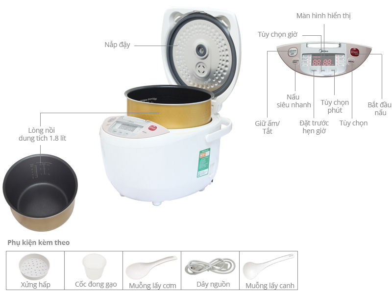 Nồi cơm điện tử Midea MB-FS5018