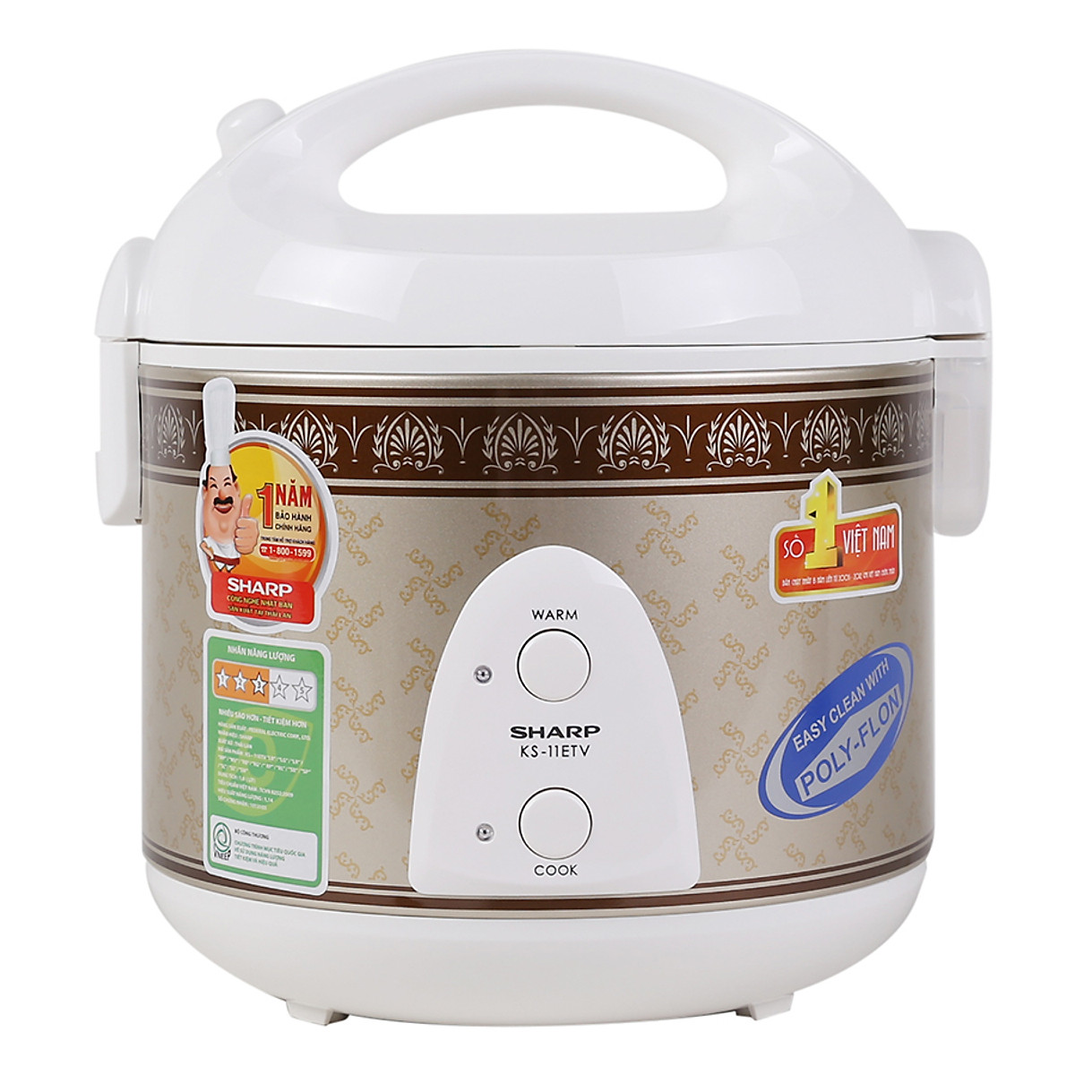 Nồi cơm điện nắp gài Sharp KS-11ETV "RB" (1L) - Hàng chính hãng