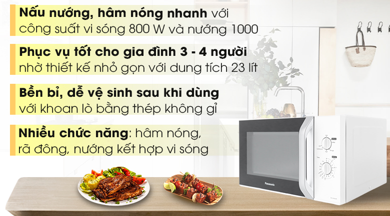 Lò vi sóng nướng Panasonic NN-GM34JMYUE 23 Lít