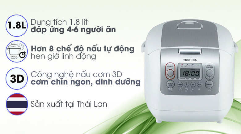 Nồi cơm điện Toshiba 1.8L RC-18NMFVN