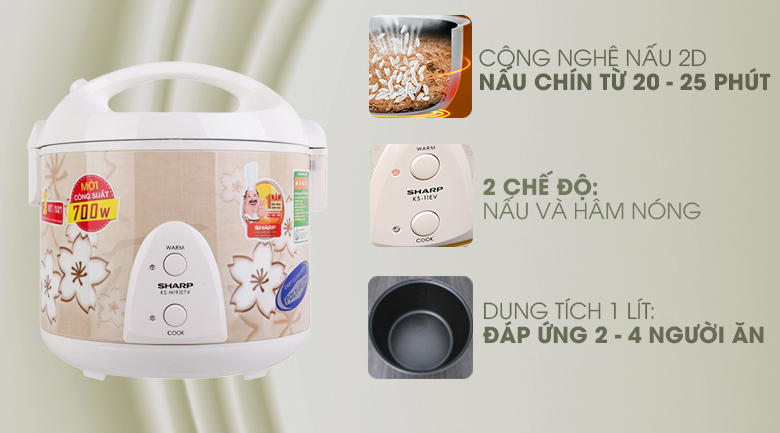 Nồi cơm điện Sharp 1 lít KS-11EV