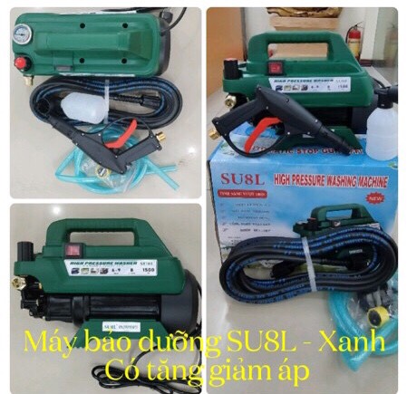 Máy bơm áp lực SU 8L  có tăng giảm áp ( Dùng cho rửa xe, bảo dưỡng điều hòa màu xanh )