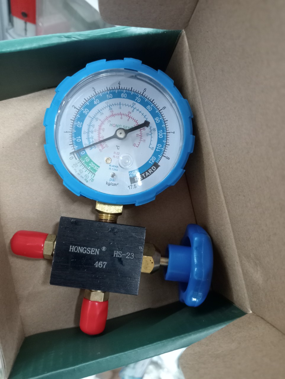 Đồng Hồ Gas  HONGSEN ĐƠN ĐỎ / Xanh ( áp Suất cao/ áp Suất thấp)R12/22/134/404