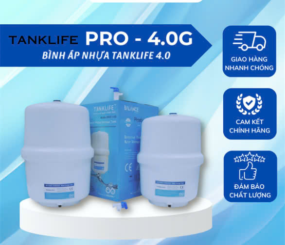 Bình áp nhựa TANKVINA 3.2G máy lọc nước R.O