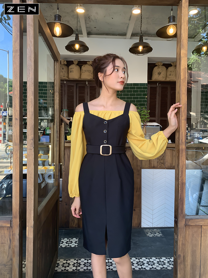 Váy 2 dây bản bự DV0040 - đen | Shopee Việt Nam