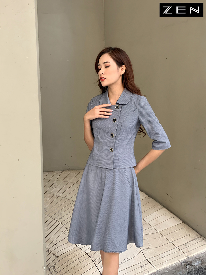 Bộ Vest Nữ Xanh Navy Trẻ Trung