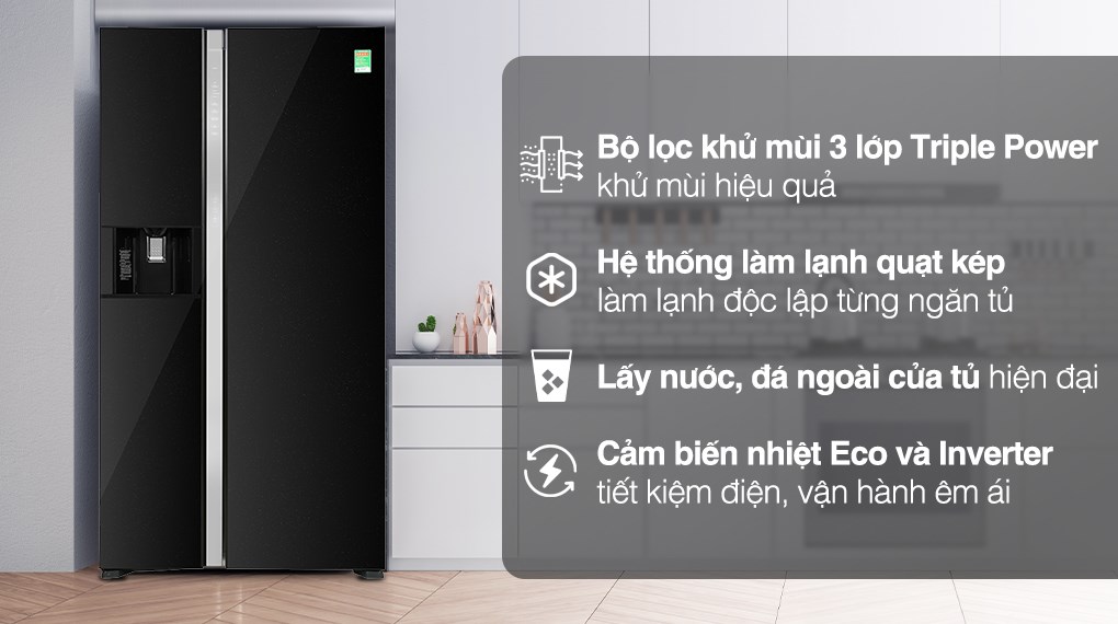 Tủ lạnh Hitachi R-SX800GPGV0 GBK Inverter 573 lít Side By Side