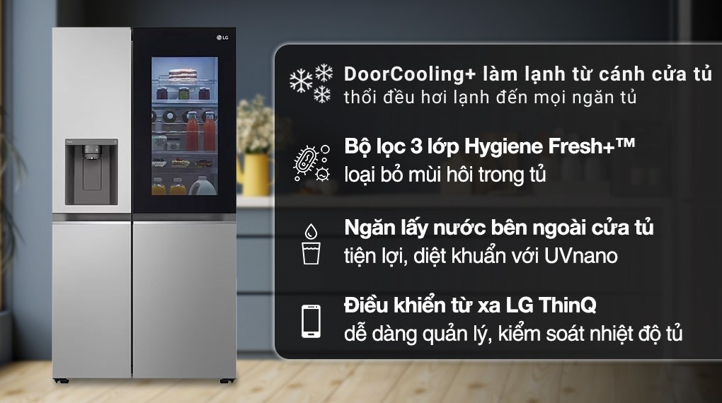 Tủ lạnh LG GR-G257SV Inverter 635 lít Side By Side InstaView