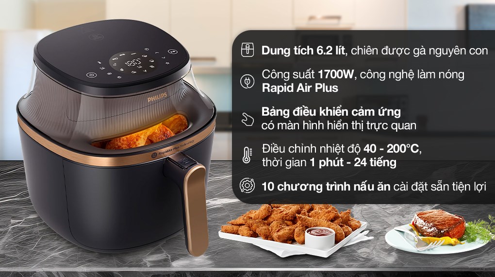 Nồi chiên không dầu Philips NA332/00 6.2 lít