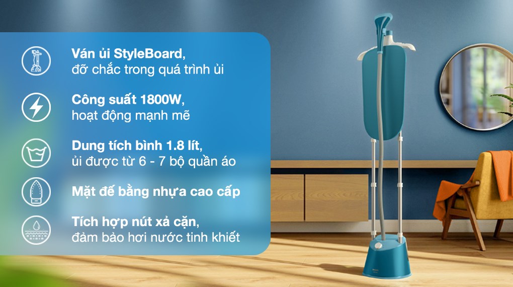 Bàn ủi hơi nước đứng Philips STE1040/20 1800W
