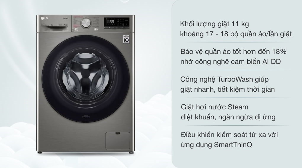 Máy giặt LG FV1411S4P AI DD Inverter 11 kg