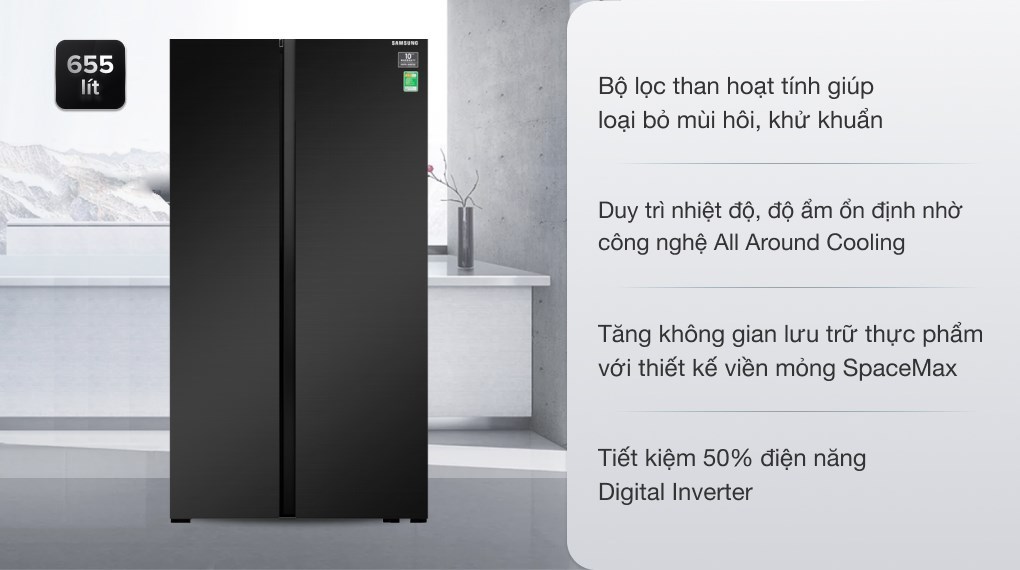 Tủ lạnh Samsung RS62R5001B4/SV Inverter 655 lít Side By Side