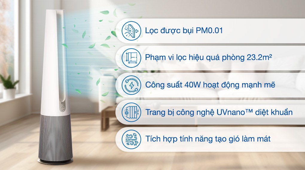 Máy lọc không khí Tháp LG FS15GPBK0 PuriCare AeroTower Hit