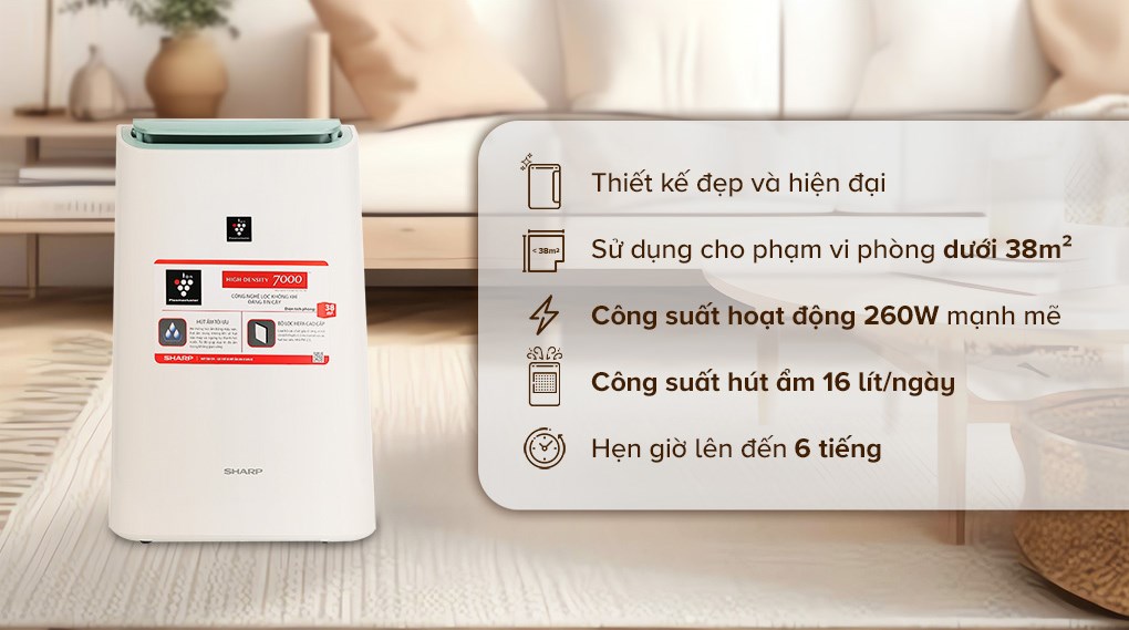 Máy hút ẩm Sharp DW-E16FA-W