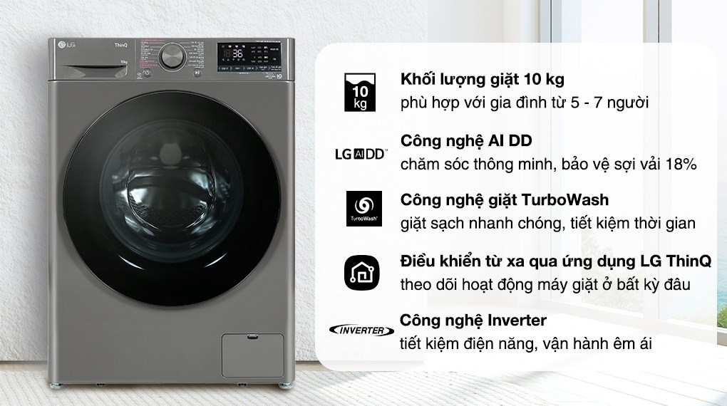 Máy giặt LG FV1410S4M1 AI DD Inverter 10 kg