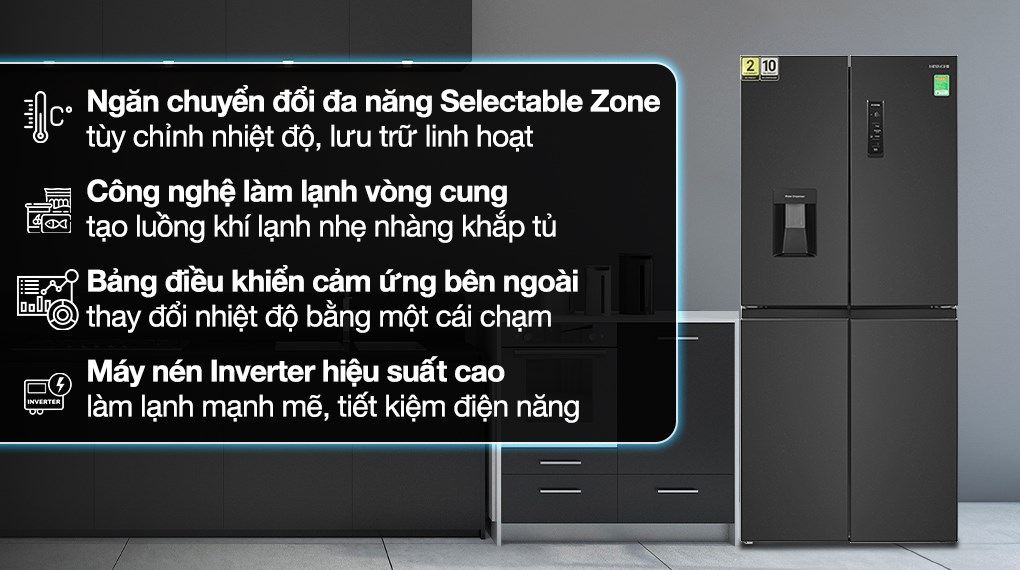 Tủ lạnh Hitachi HR4N7520DSWDXVN Inverter 464 lít Multi Door