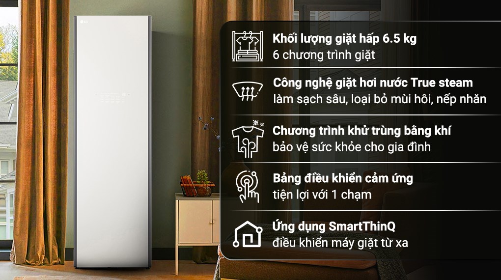 Tủ chăm sóc quần áo thông minh LG S5BOC Styler Inverter 5 móc