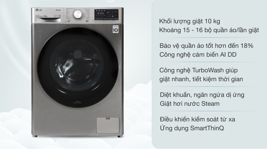 Máy giặt LG FV1410S4P AI DD Inverter 10 kg