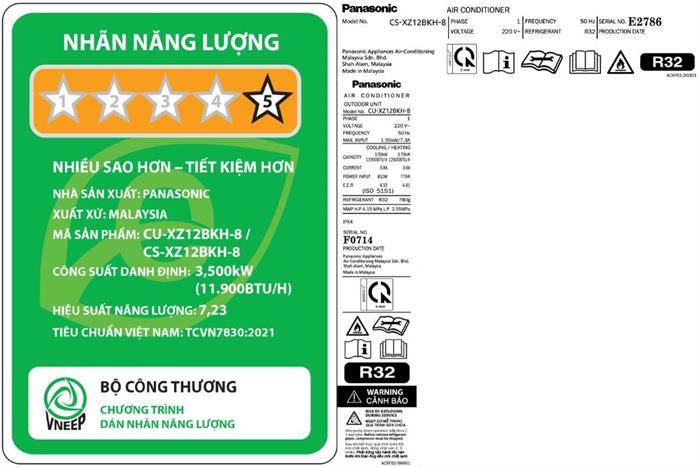 Điều hòa Panasonic CU/CS-XZ12BKH-8 Inverter 2 chiều AERO 1.5 HP