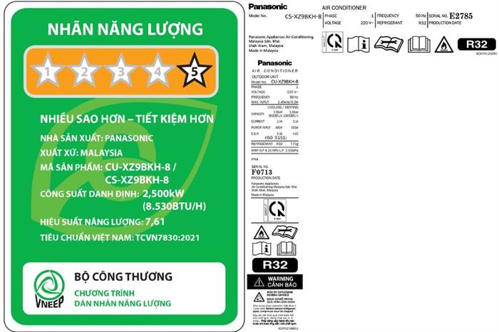 Điều hòa Panasonic CS-XZ9BKH-8 Inverter 2 chiều AERO 1 HP