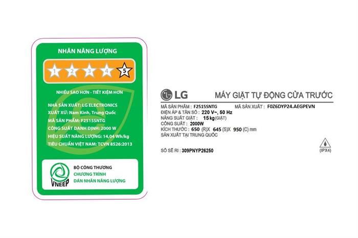 Máy giặt LG F2515SNTG AI DD Inverter 15 kg