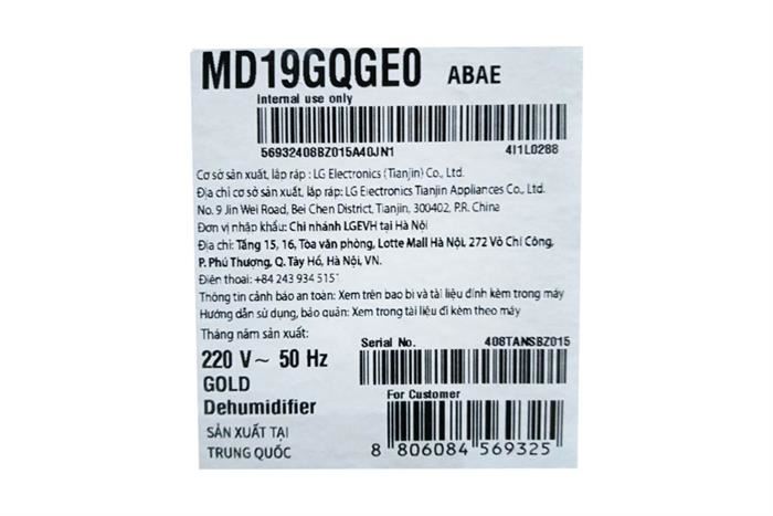 Máy hút ẩm LG MD19GQGE0 Dual Inverter 19L