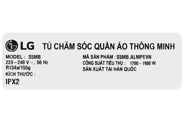 Tủ chăm sóc quần áo thông minh LG S5MB Washtower Styler Inverter 5 móc