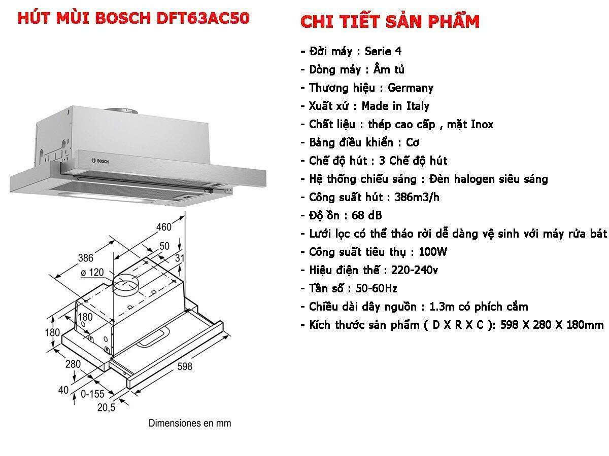 Máy hút mùi âm tủ Bosch DFT63AC50
