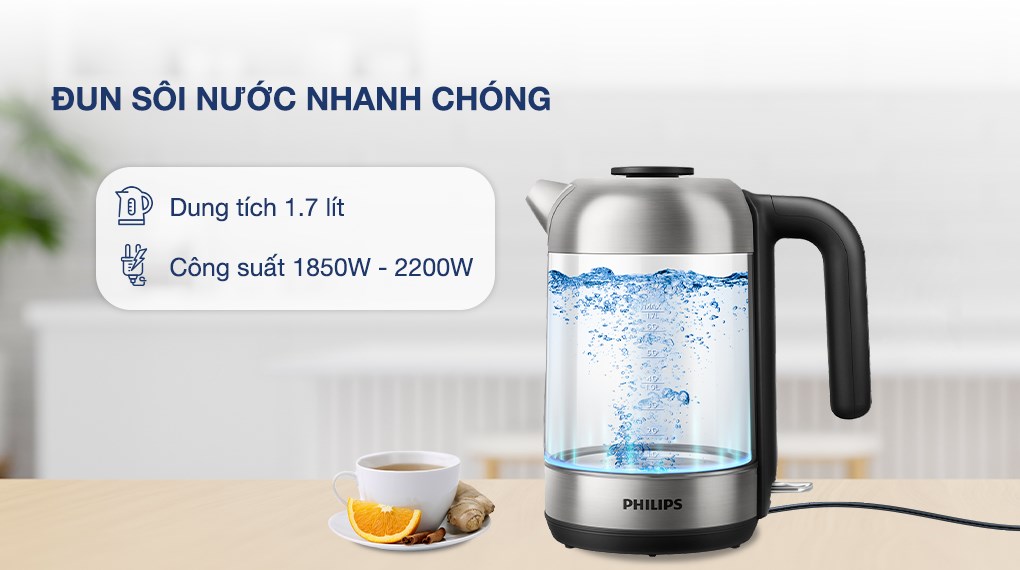 Bình đun siêu tốc Philips 1.7 lít HD9339/80