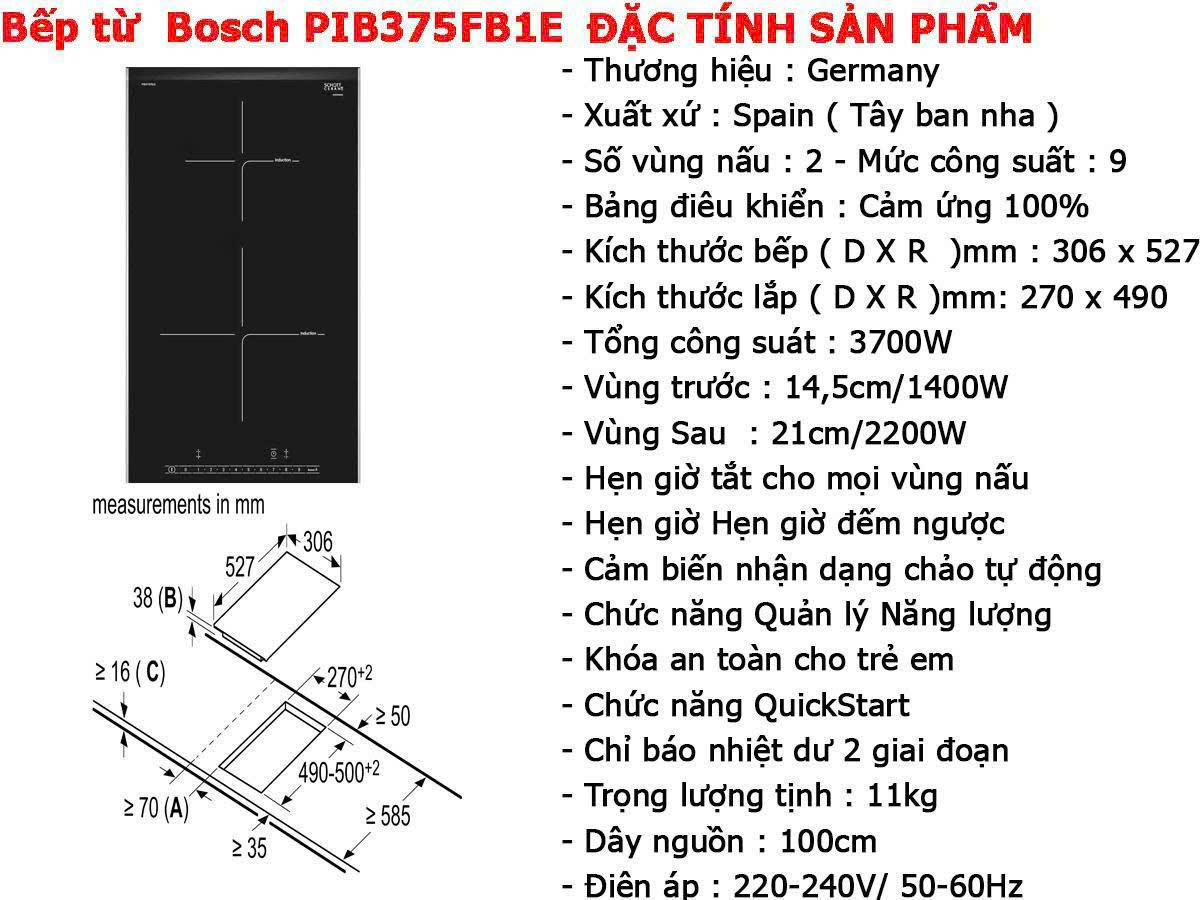 Bếp từ đôi Bosch PIB375FB1E