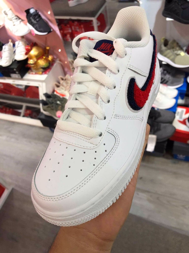 Aq3620-101] K Nike Air Force 1 Swoosh Red Blue Trạm Tabo