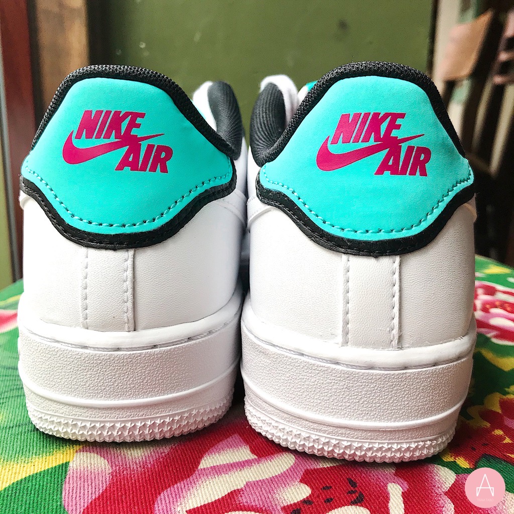 BV1084 100 K NIKE AIR FORCE 1 DOUBLE CITY GEAR WHITE LIGHT AQUA Tr m Tabo