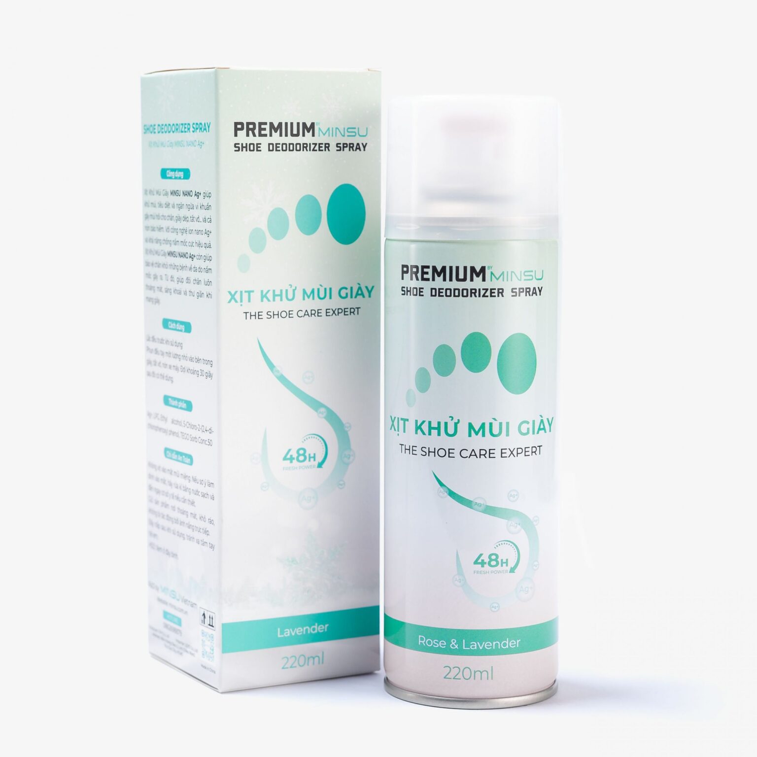Xịt Khử Mùi giày Cao Cấp MINSU Công Nghệ NANO AG+ M4855 - Lavender