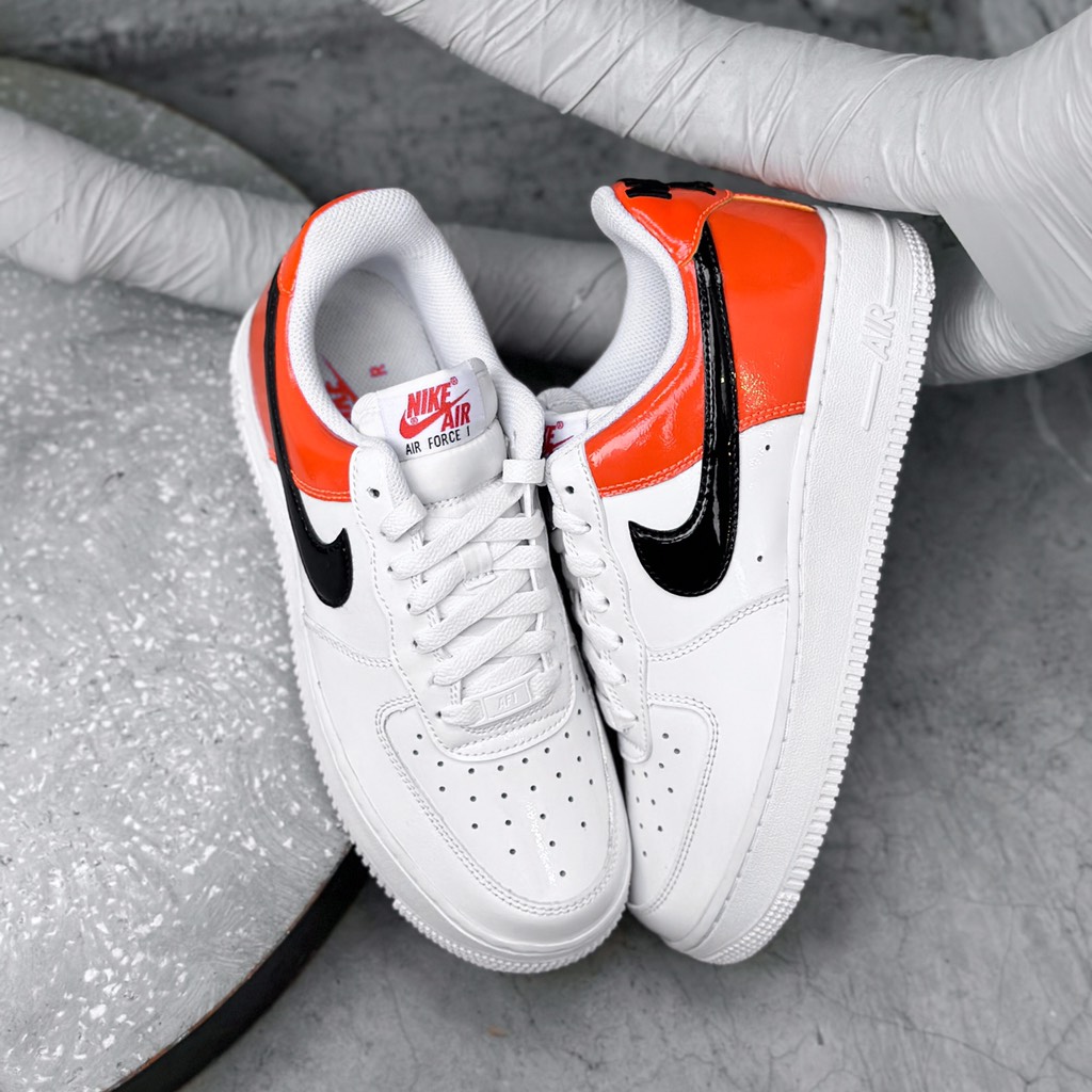 Nike Air Force 1 Low White Black Orange Patent DJ9942-103