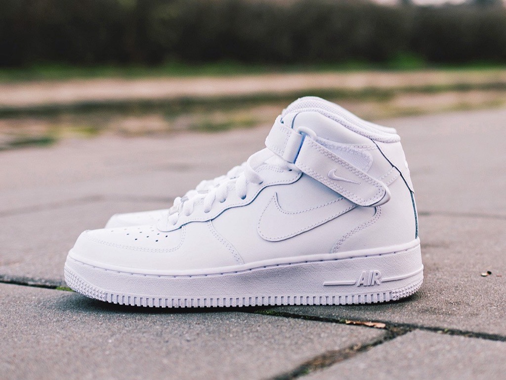 [314195-113] K NIKE AIR FORCE 1 MID ALL WHITE