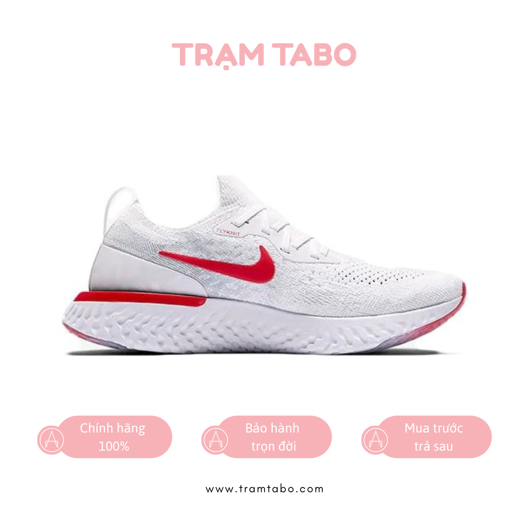 Nike epic react 2025 flyknit white red