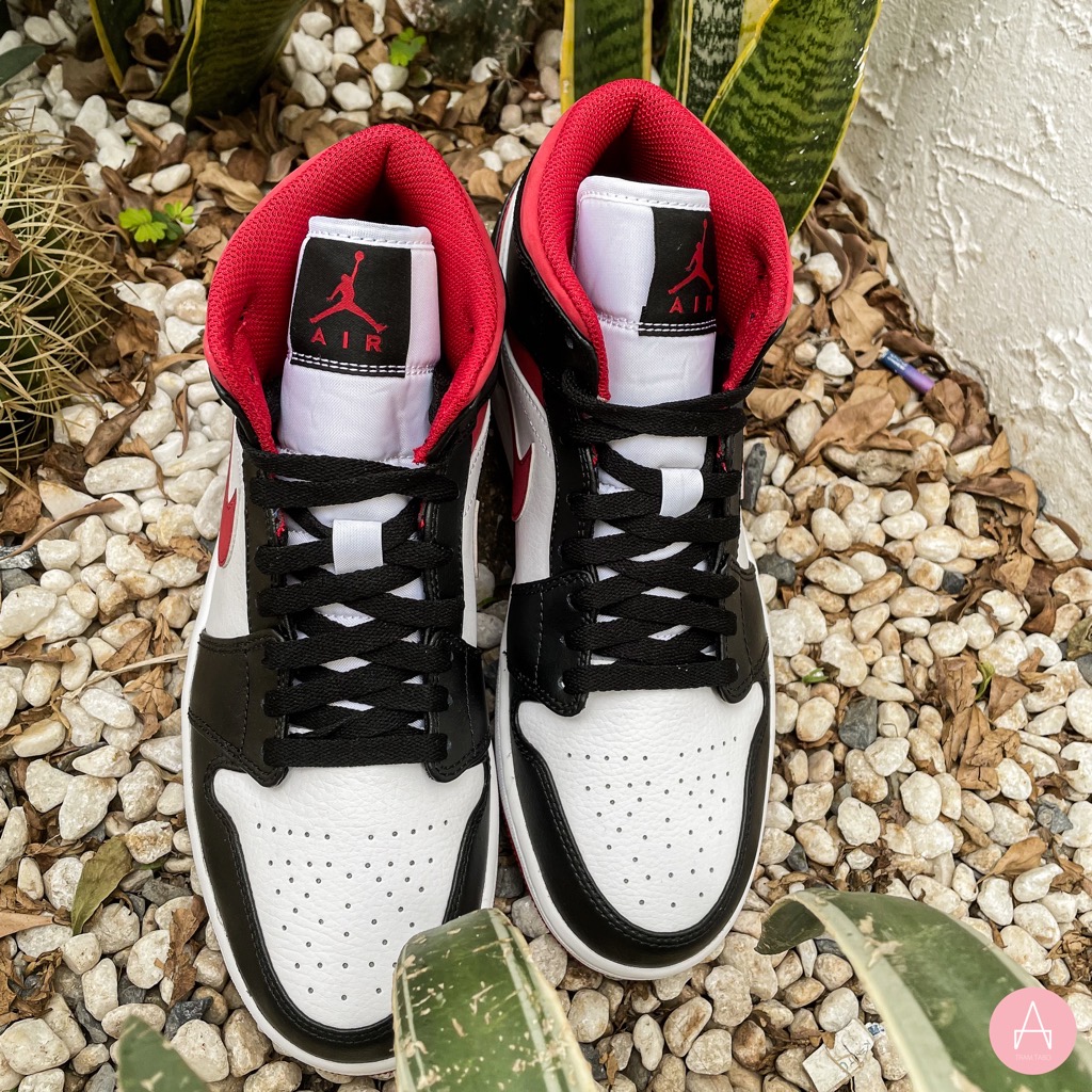 Air Jordan Mid Gym Red Black White On Feet Black Toe Jordan Mid