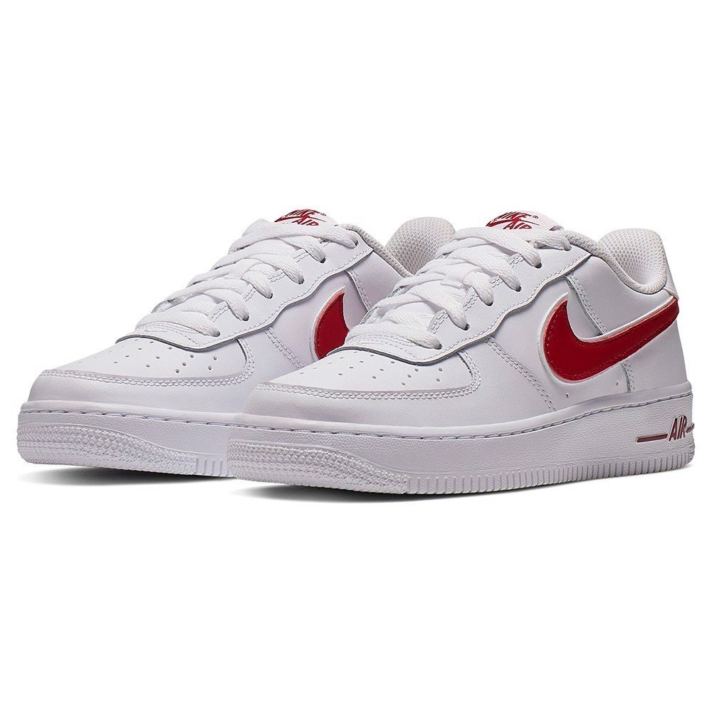 Av6252-101] K Nike Air Force 1-3 White Red Trạm Tabo