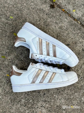 Rose Gold Metallic White Adidas Superstar Gold Superstar 80s Rose