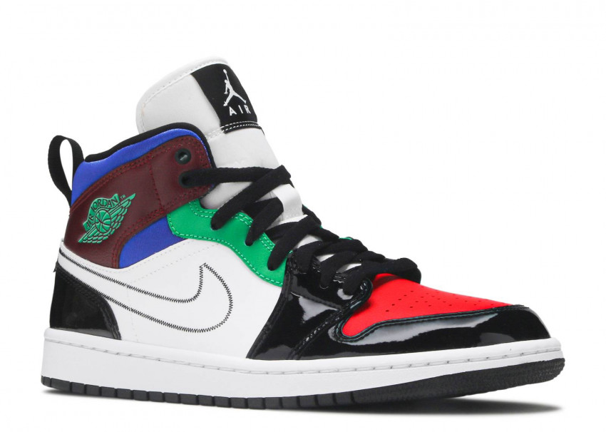 [DB5454-001] W AIR JORDAN 1 MID SE 'MULTI COLOR' BLACK/UNIVERSITY RED