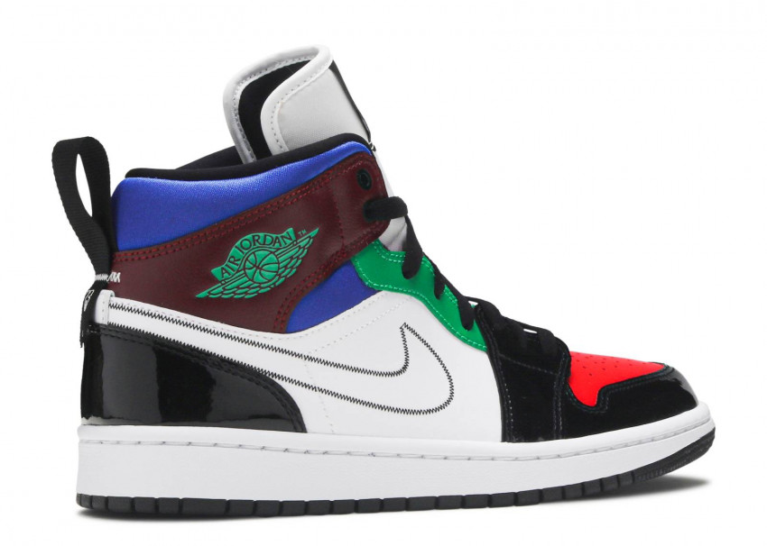 [DB5454-001] W AIR JORDAN 1 MID SE 'MULTI COLOR' BLACK/UNIVERSITY RED