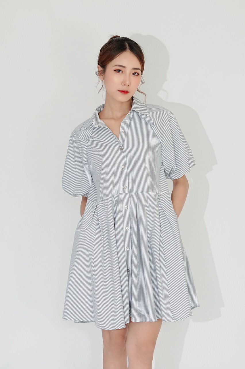 Kera Shirt Dress - Striped Grey
