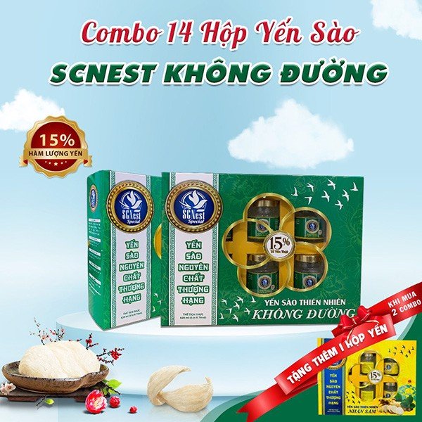 combo 14 hộp yến không đường