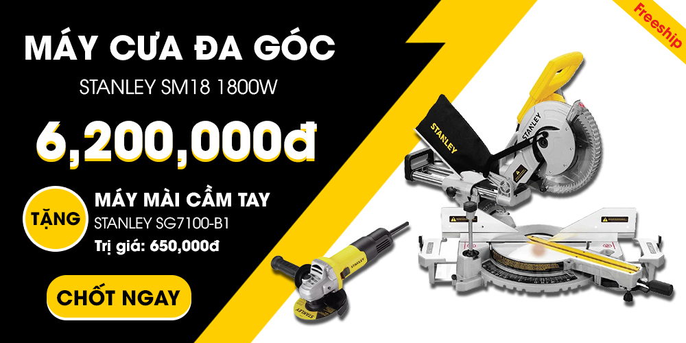 SLM2312.04 - Máy cưa đa góc Stanley SM18 1800W tặng máy mài cầm tay SG7100-B1