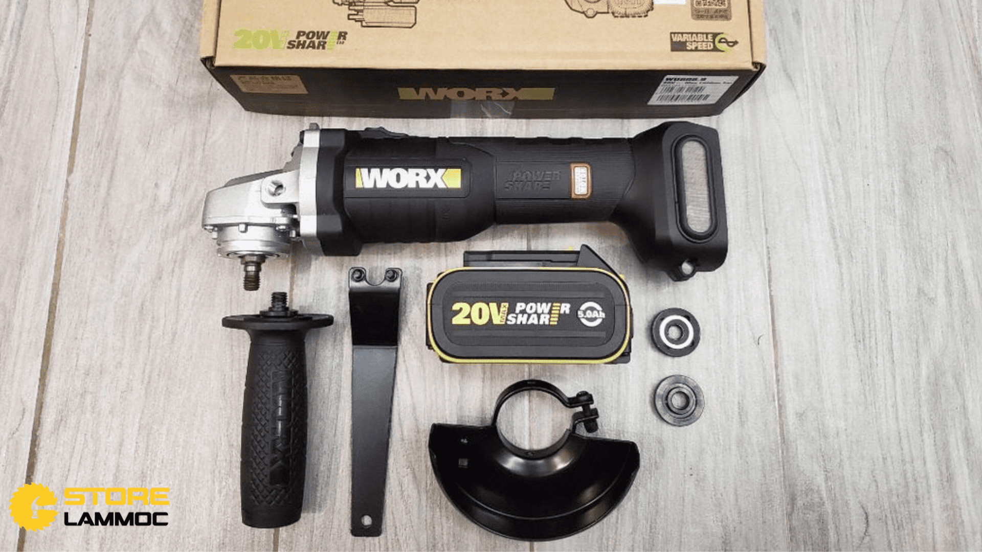 Các phụ kiện của máy mài góc pin Worx WU808.9