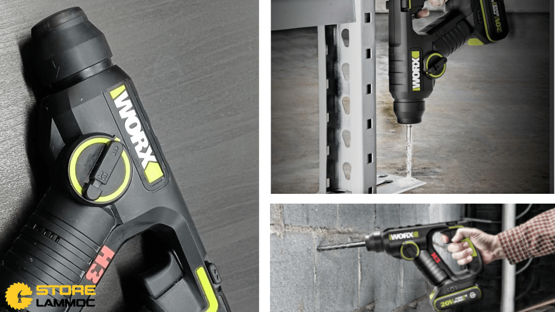 Chế độ khoan của máy khoan bê tông pin Worx Wu380