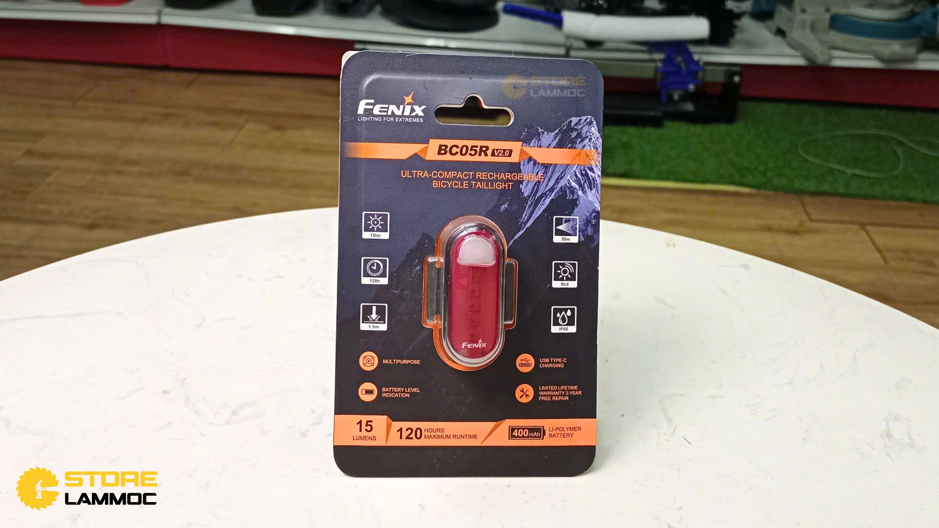 Đèn hậu xe đạp 15Lm 5 LED V2.0 dùng pin 400mAh ánh sáng đỏ Fenix BC05RV2